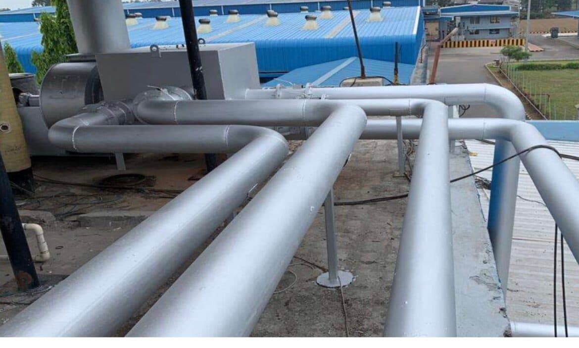 Anti-corrosion coating applied to industrial pipeline